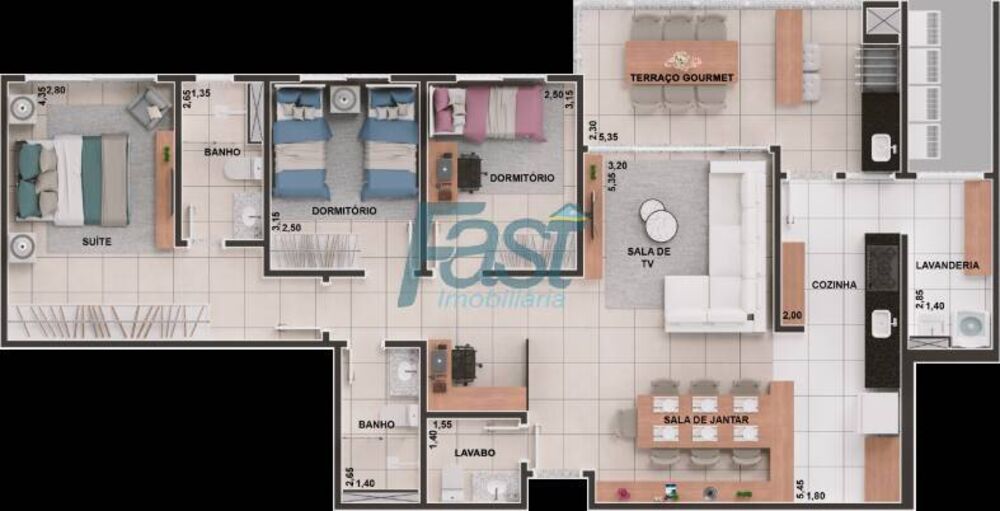 Apartamento à venda com 3 quartos, 171m² - Foto 2