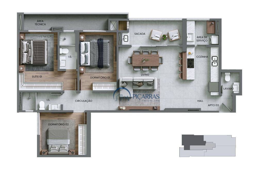 Apartamento, 3 quartos, 120 m² - Foto 1