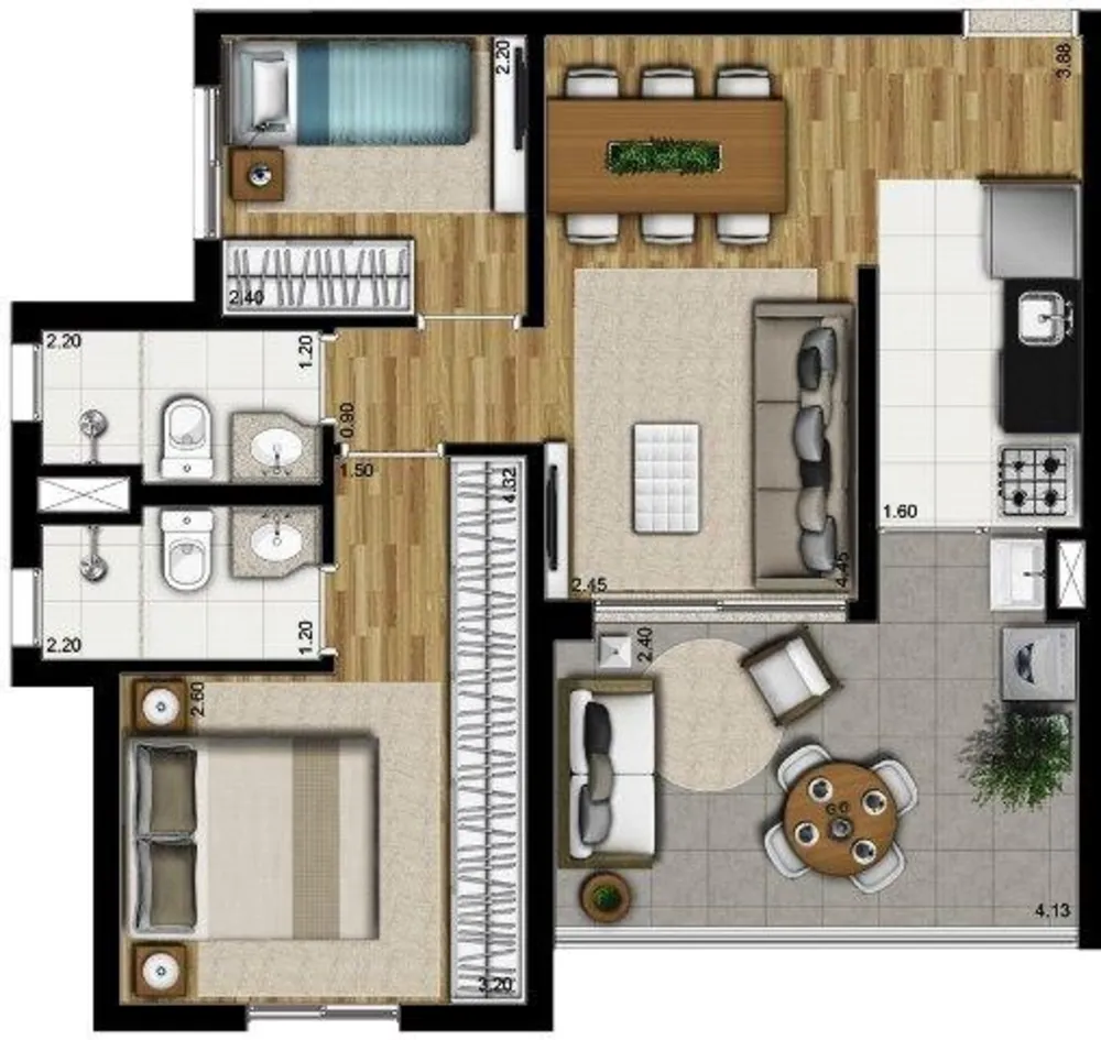 Apartamento, 2 quartos, 59 m² - Foto 2