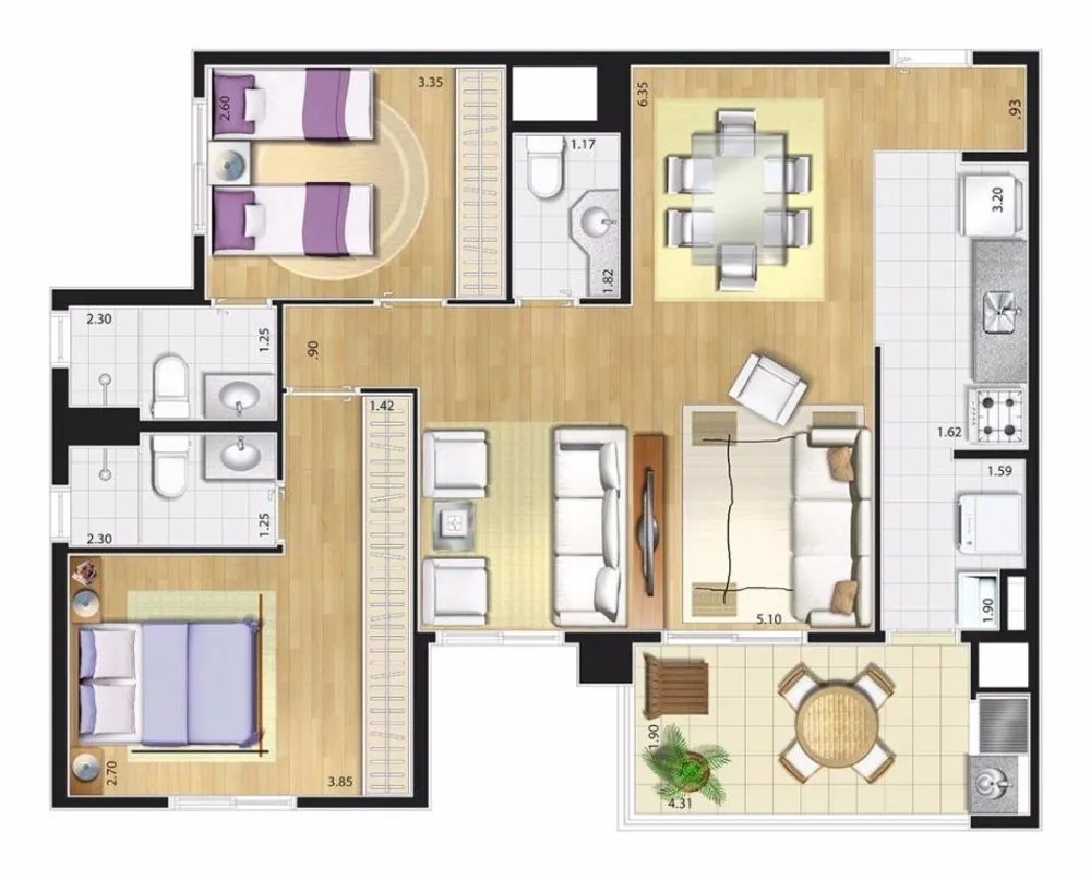 Apartamento, 2 quartos, 62 m² - Foto 3