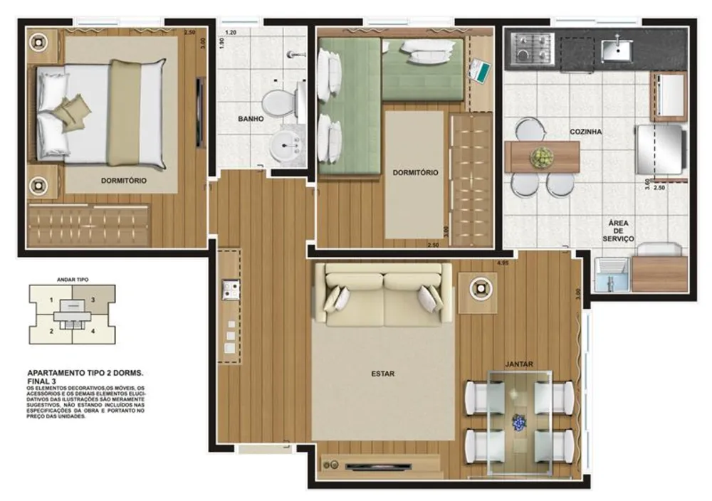 Apartamento, 2 quartos, 45 m² - Foto 3