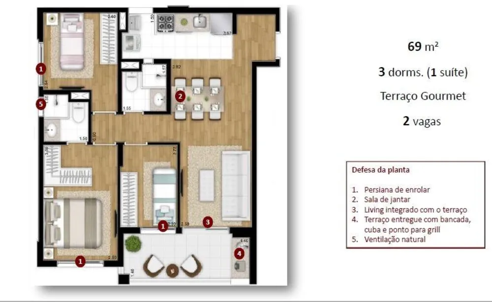 Apartamento, 3 quartos, 69 m² - Foto 1