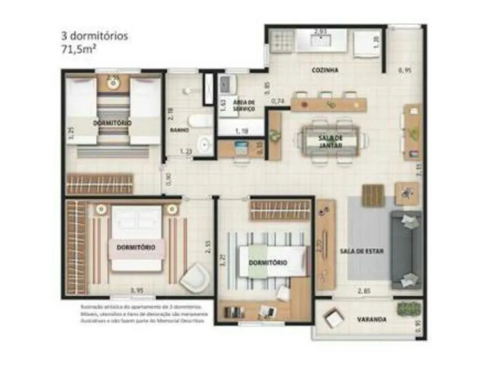 Apartamento, 3 quartos, 72 m² - Foto 2