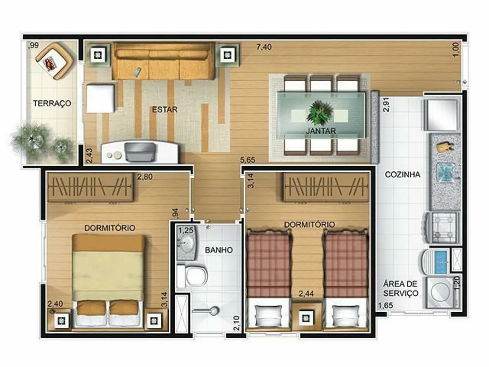 Apartamento, 2 quartos, 50 m² - Foto 2