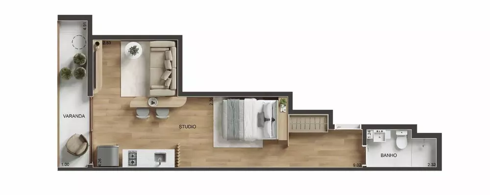 Kitnet-Studio, 31 m² - Foto 5