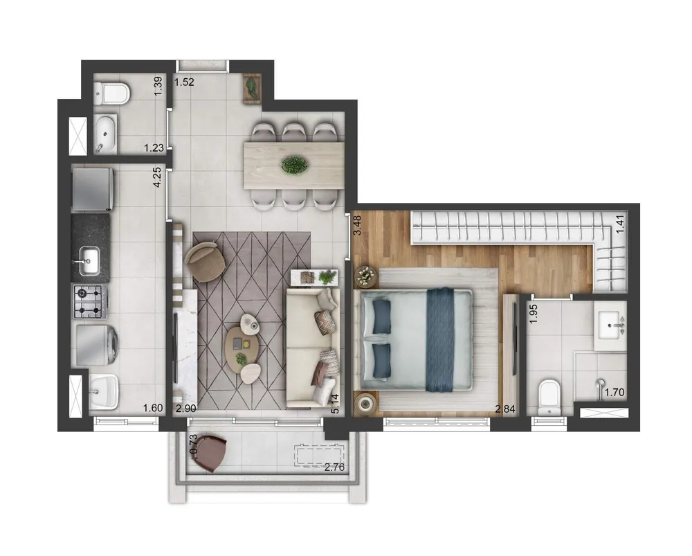 Apartamento, 1 quarto, 52 m² - Foto 2