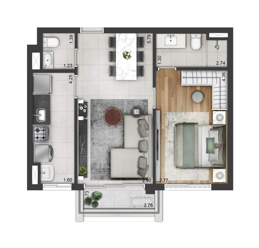 Apartamento, 1 quarto, 51 m² - Foto 1