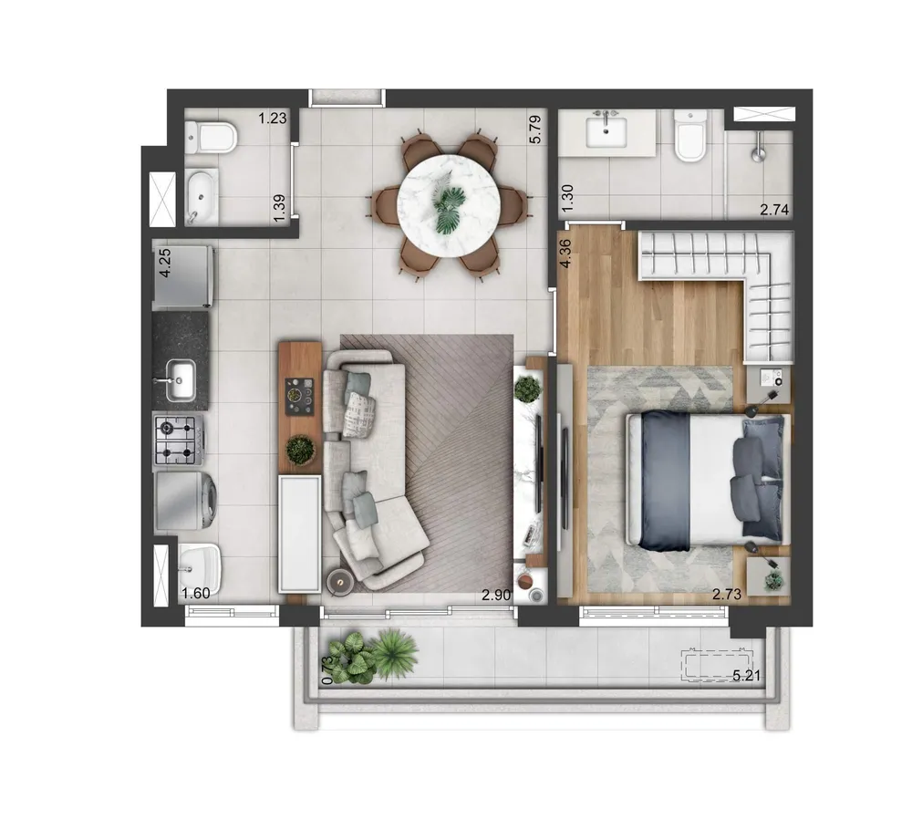 Apartamento, 1 quarto, 53 m² - Foto 1