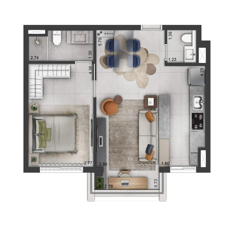 Apartamento, 1 quarto, 51 m² - Foto 1