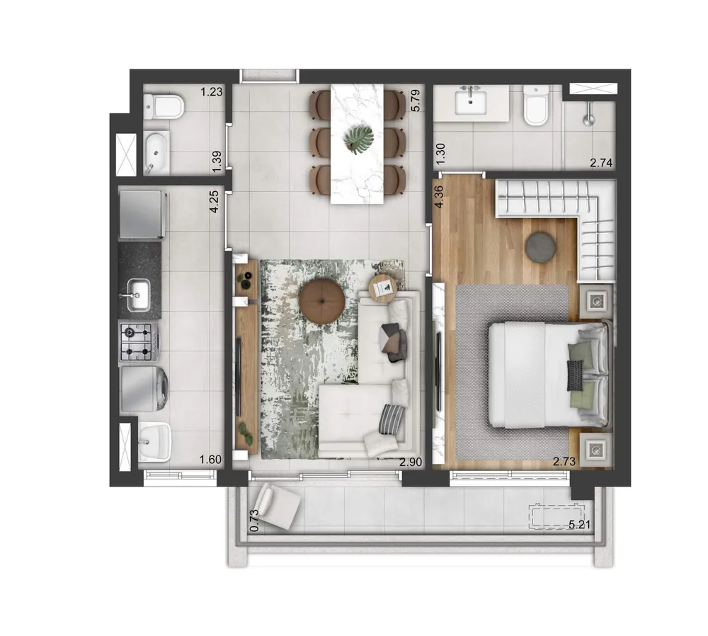 Apartamento, 1 quarto, 53 m² - Foto 1
