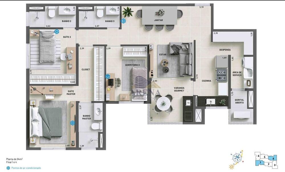Apartamento, 3 quartos - Foto 2
