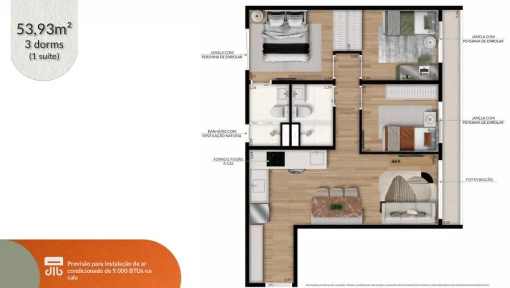 Apartamento, 3 quartos, 53 m² - Foto 2