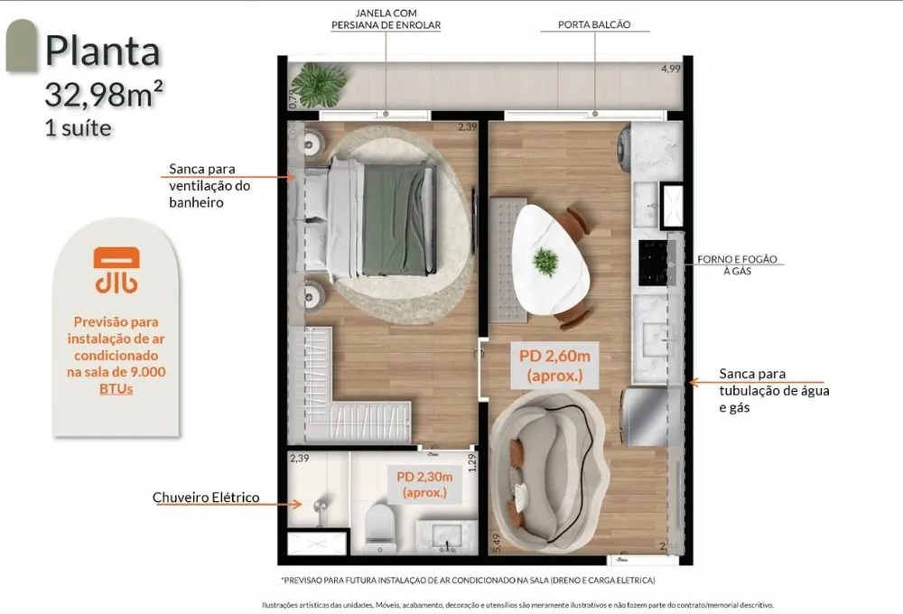 Apartamento, 1 quarto, 32 m² - Foto 2