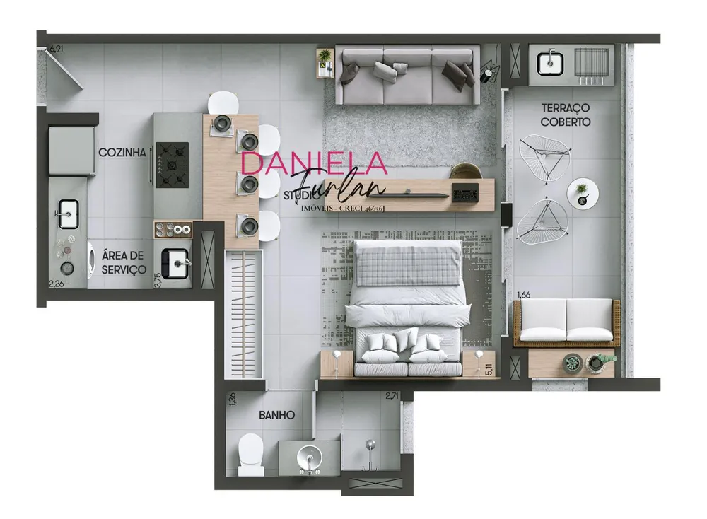 Apartamento, 1 quarto, 48 m² - Foto 1