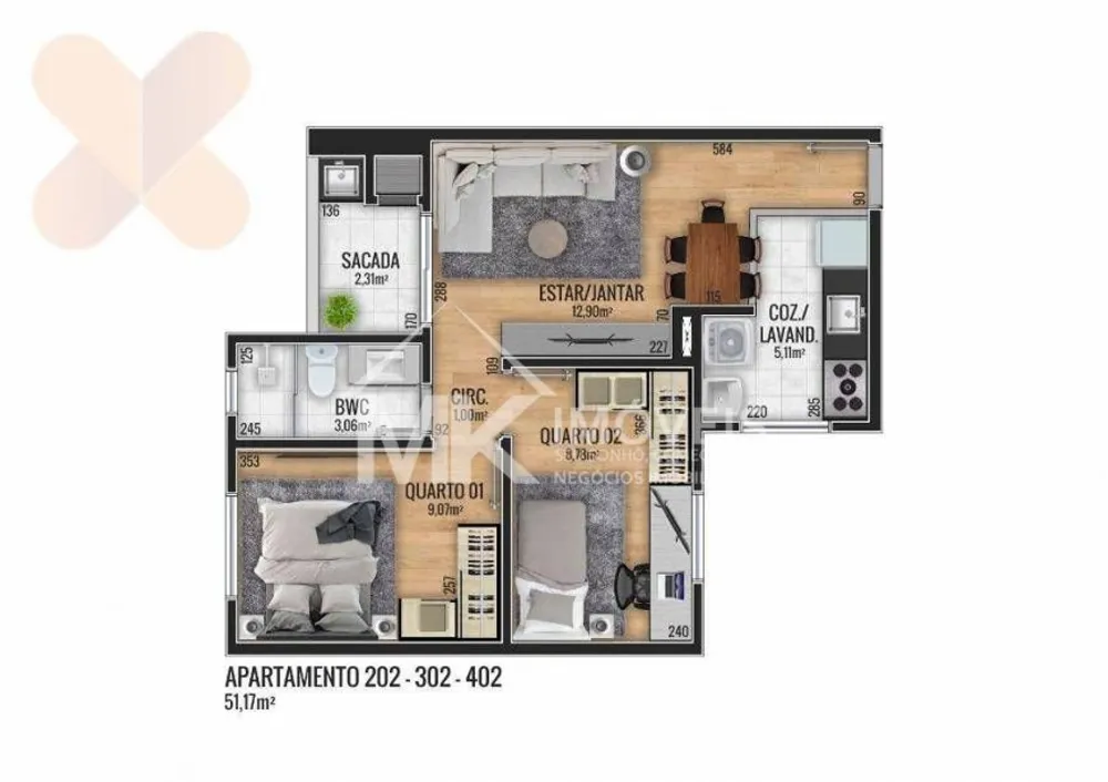 Apartamento, 2 quartos, 51 m² - Foto 8