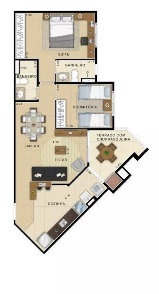 Apartamento à venda com 2 quartos, 74m² - Foto 1