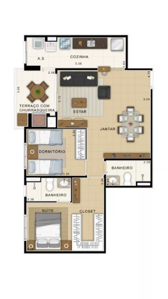 Apartamento à venda com 2 quartos, 75m² - Foto 1