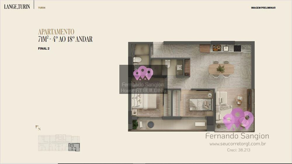 Apartamento à venda com 2 quartos, 71m² - Foto 1