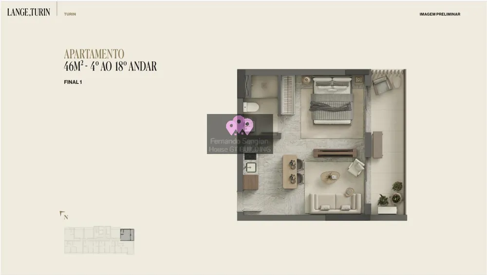 Apartamento, 1 quarto, 46 m² - Foto 2