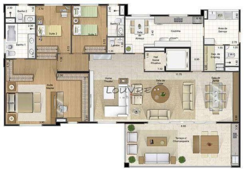 Apartamento à venda com 3 quartos, 205m² - Foto 3