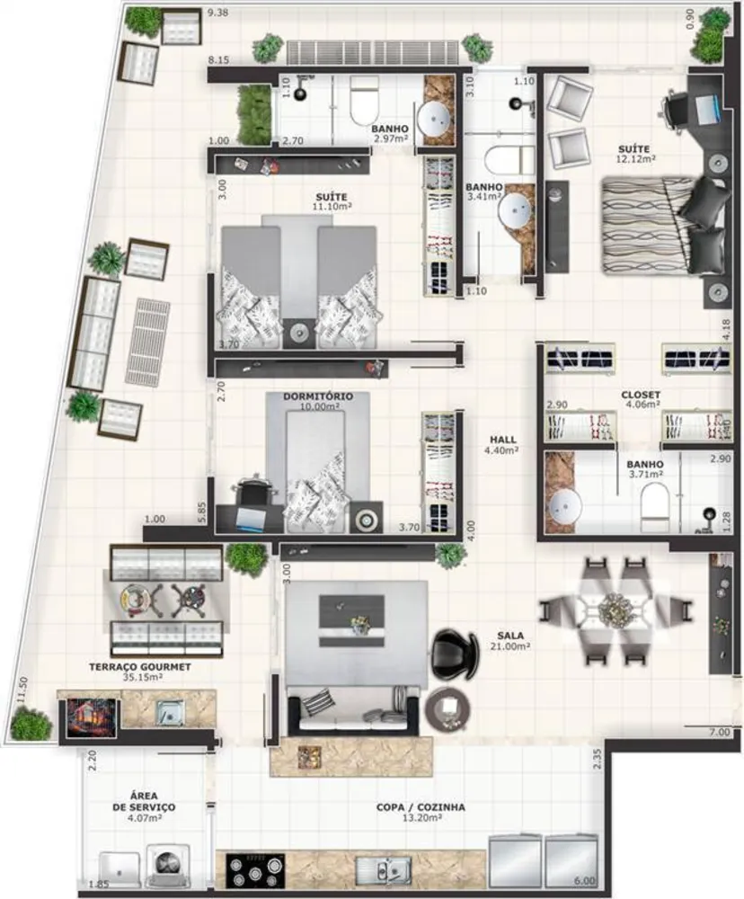 Apartamento, 3 quartos, 140 m² - Foto 1