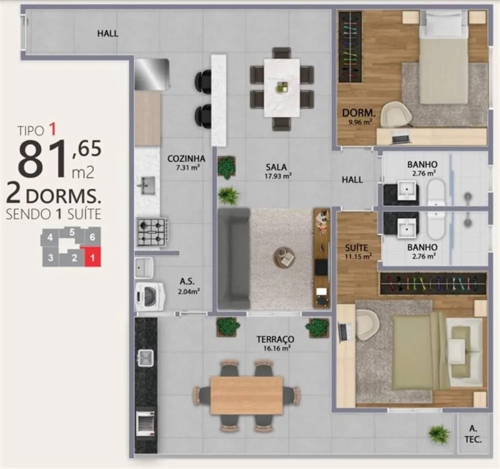 Apartamento, 2 quartos, 82 m² - Foto 3