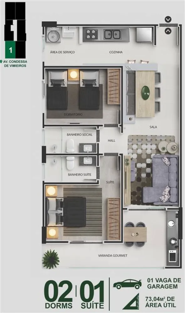 Apartamento, 2 quartos, 73 m² - Foto 4