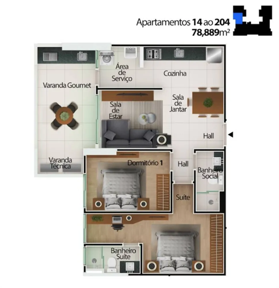 Apartamento, 2 quartos, 79 m² - Foto 8