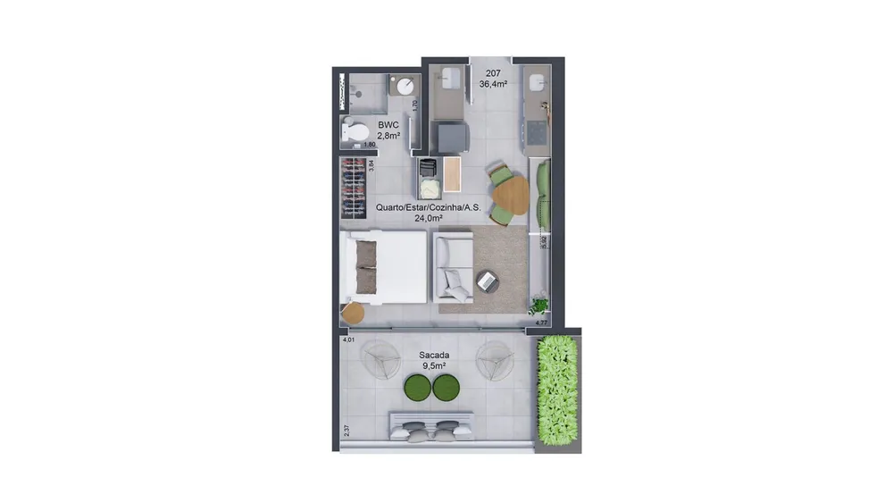 Apartamento, 1 quarto, 44 m² - Foto 9