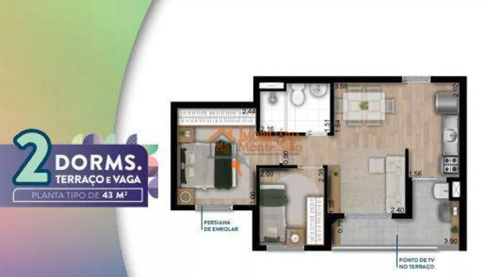 Apartamento, 2 quartos, 43 m² - Foto 1