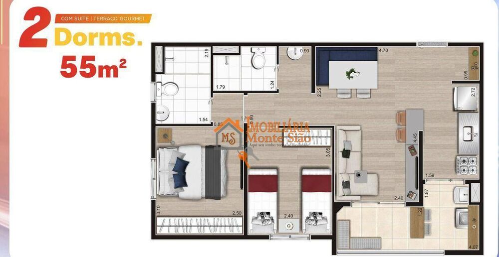 Apartamento, 2 quartos, 55 m² - Foto 2