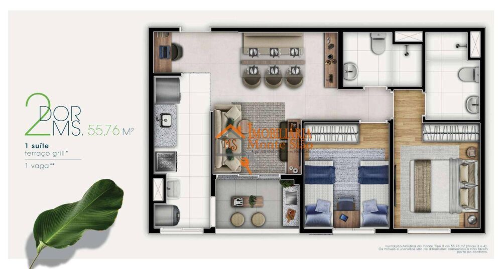 Apartamento, 2 quartos, 55 m² - Foto 1