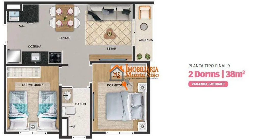 Apartamento, 2 quartos, 38 m² - Foto 2