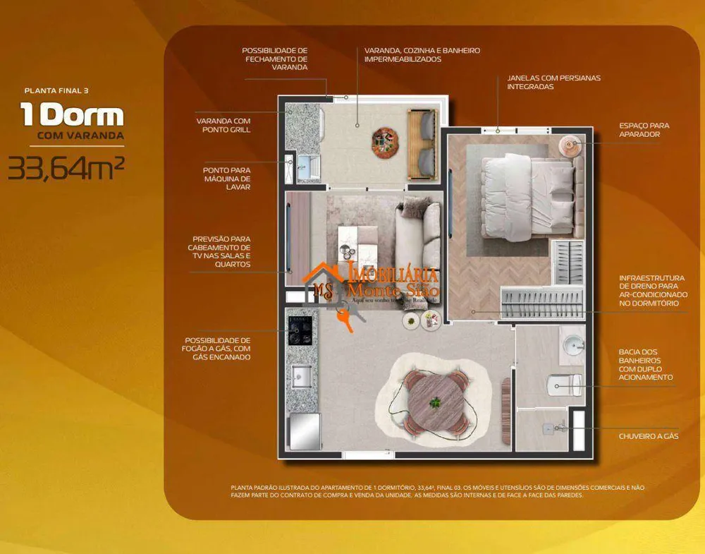 Apartamento, 1 quarto, 33 m² - Foto 2