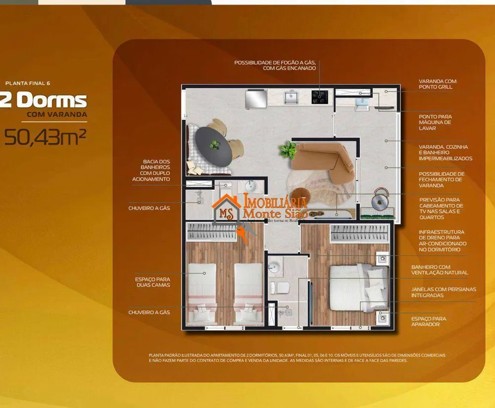 Apartamento, 2 quartos, 50 m² - Foto 1