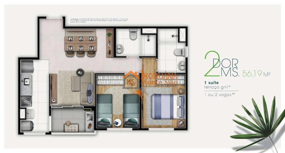 Apartamento, 2 quartos, 56 m² - Foto 2