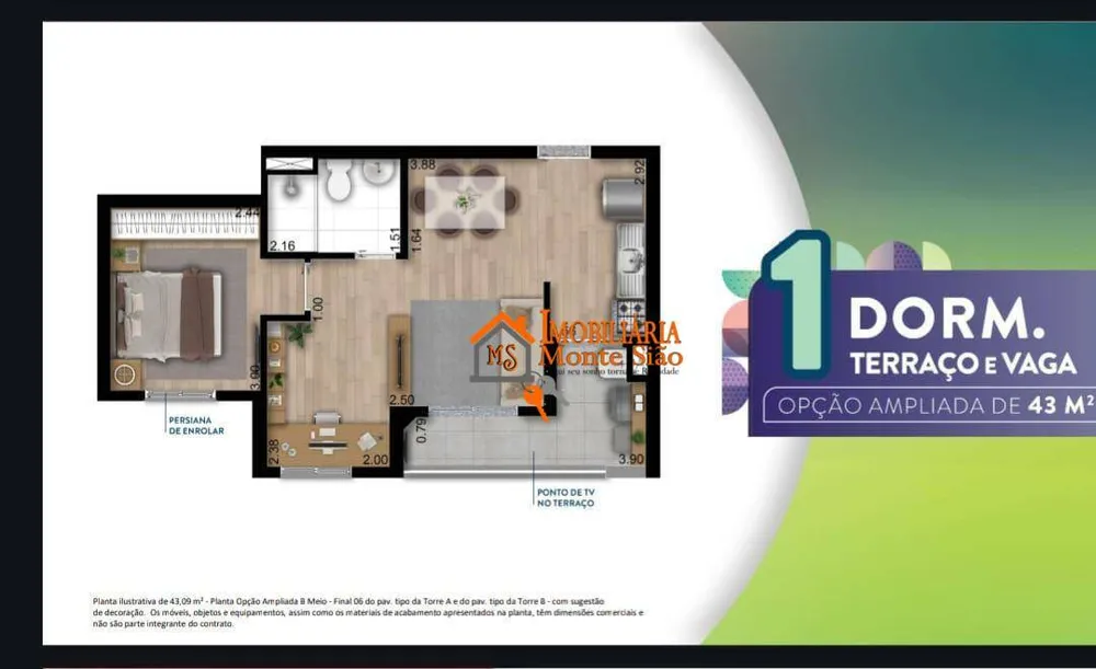 Apartamento, 1 quarto, 43 m² - Foto 2