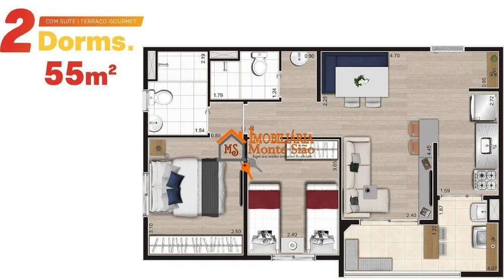 Apartamento, 2 quartos, 55 m² - Foto 1