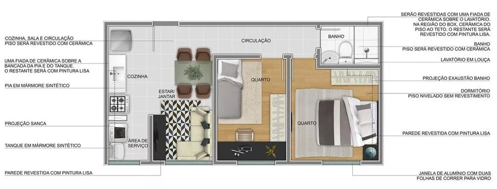 Apartamento à venda com 2 quartos, 39m² - Foto 1