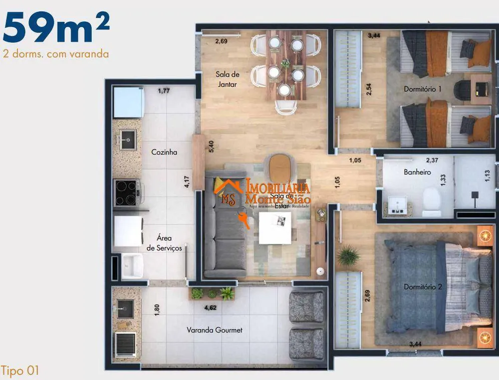 Apartamento, 2 quartos, 59 m² - Foto 11