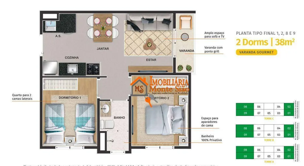 Apartamento, 2 quartos, 38 m² - Foto 2