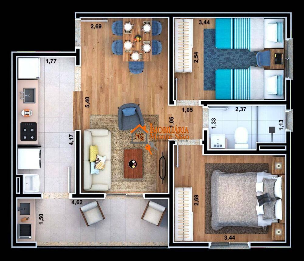 Apartamento à venda com 2 quartos, 47m² - Foto 1
