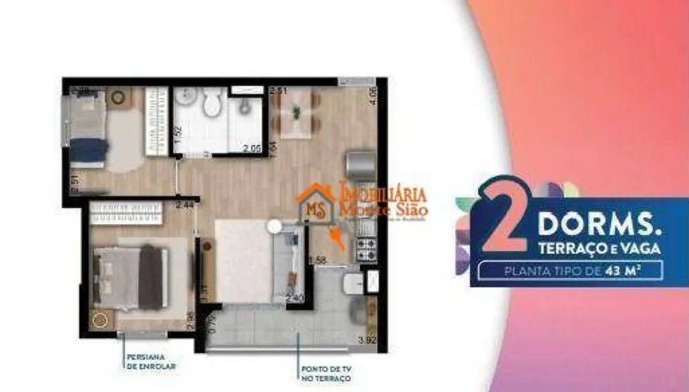 Apartamento, 2 quartos, 43 m² - Foto 2
