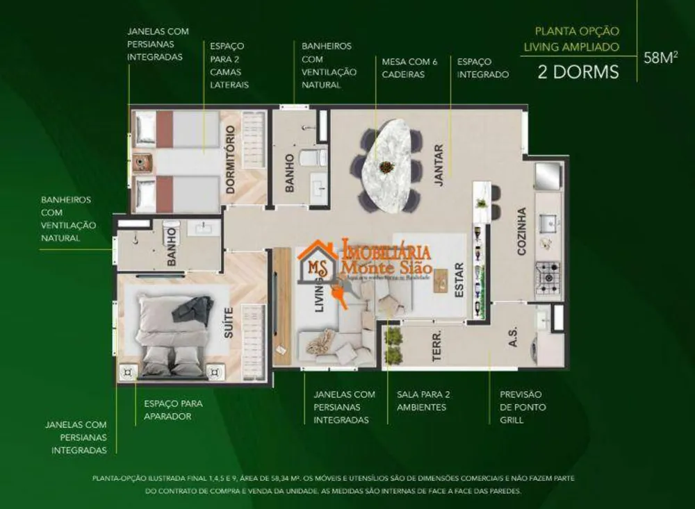 Apartamento, 2 quartos, 58 m² - Foto 2