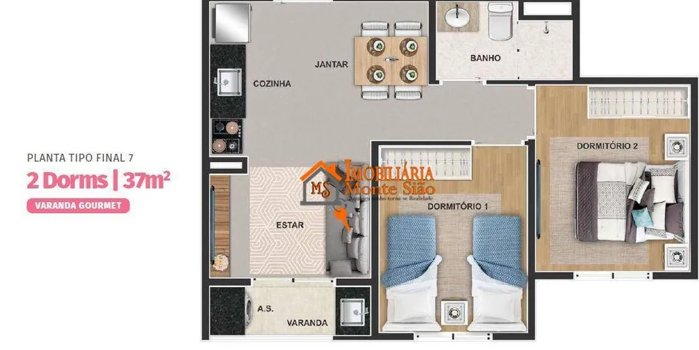Apartamento, 2 quartos, 37 m² - Foto 2