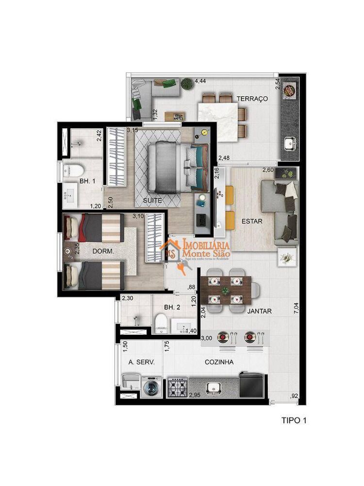 Apartamento, 2 quartos, 65 m² - Foto 1