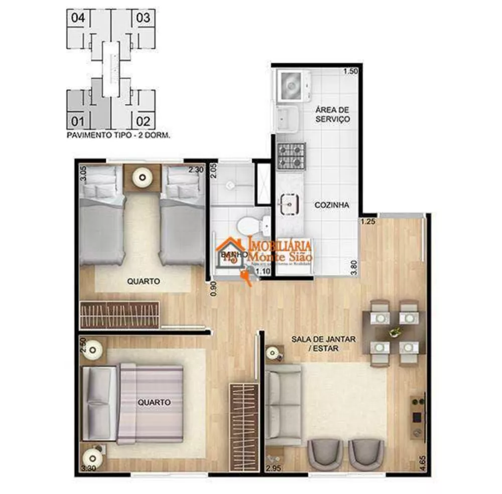 Apartamento, 2 quartos, 39 m² - Foto 2