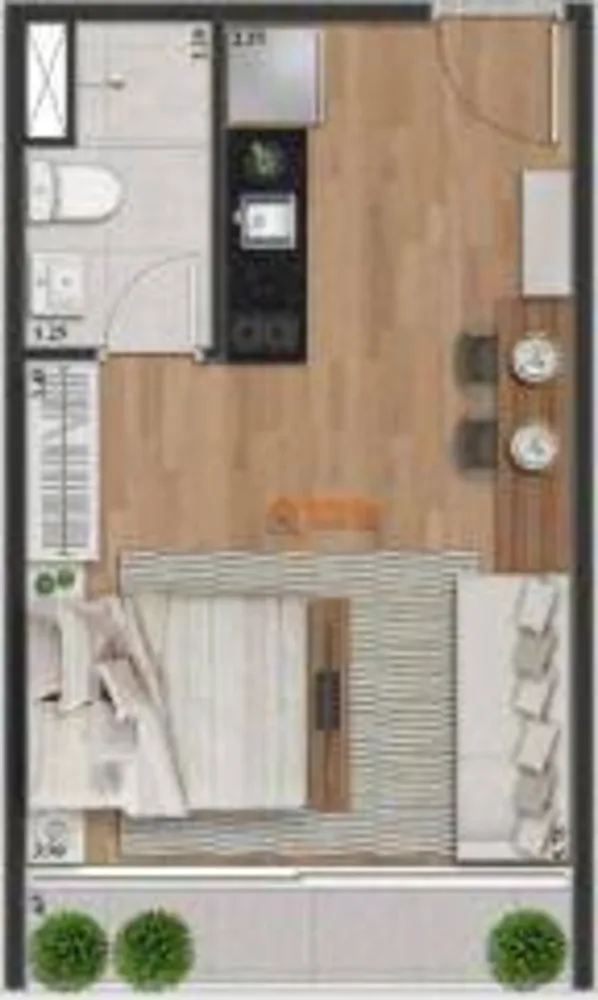 Kitnet-Studio, 25 m² - Foto 1