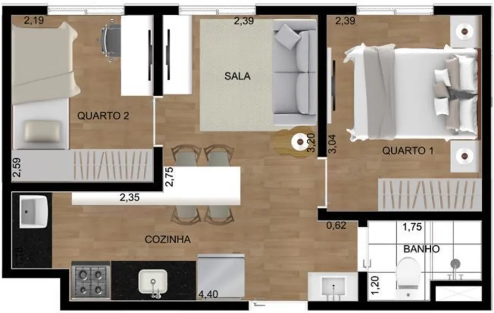 Apartamento, 2 quartos, 41 m² - Foto 9