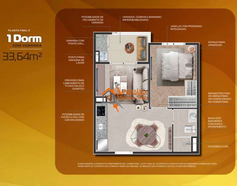 Apartamento, 1 quarto, 33 m² - Foto 2
